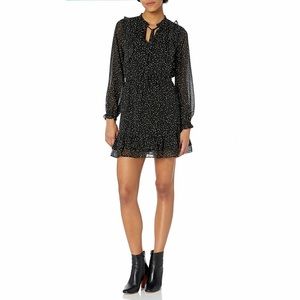 NEW Cupcakes & Cashmere Womens Milan Lurex Striped Chiffon Ruffle Dress Size S